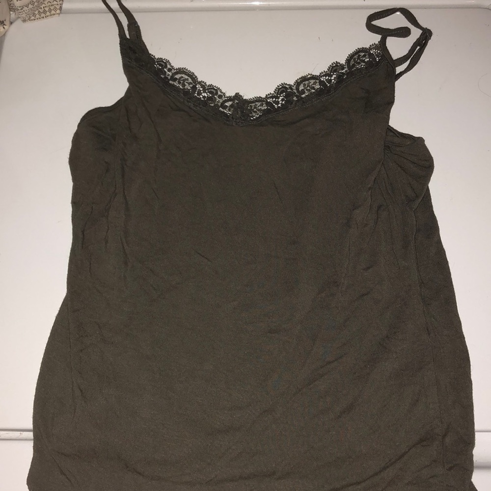 army green loose tank top